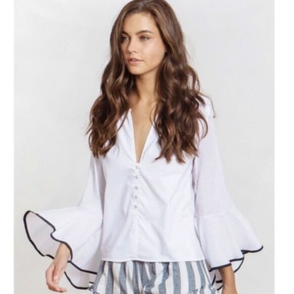 MISA Los Angeles Segall Flared Sleeve Top - Picture 3 of 10